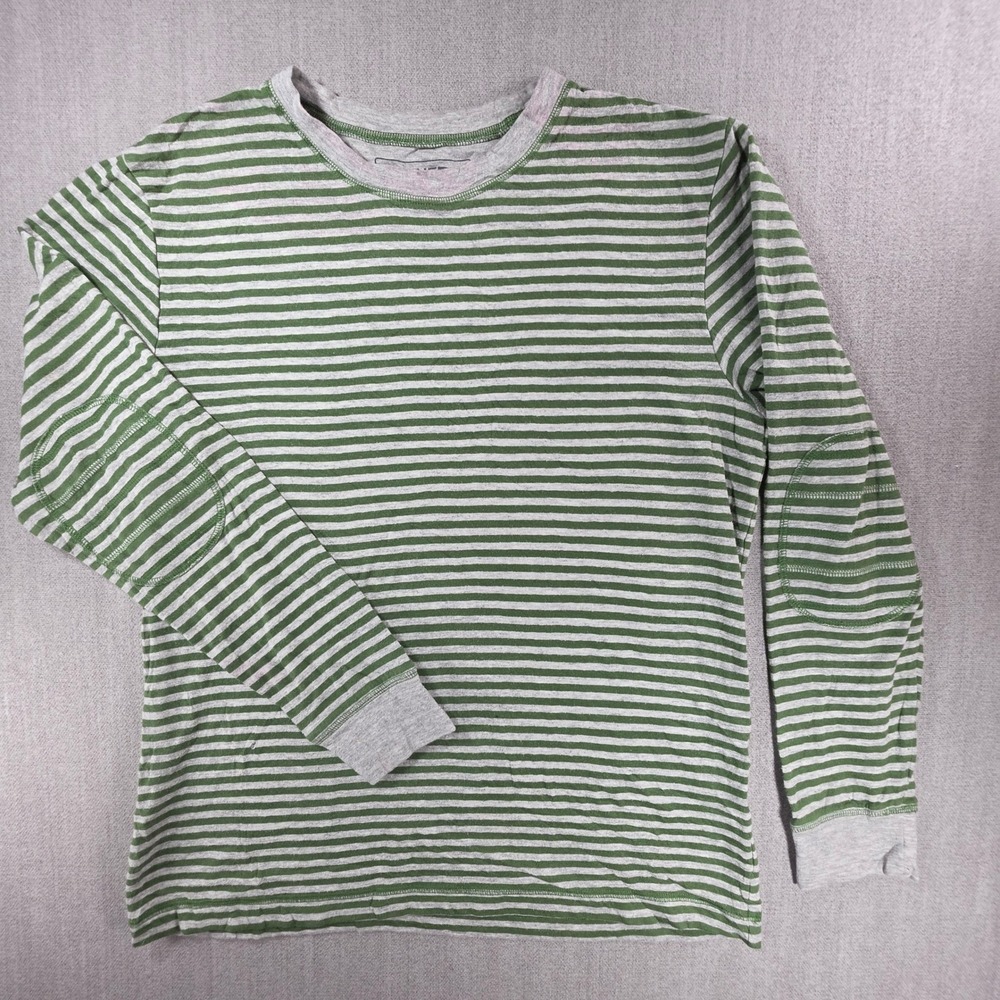 The North Face‎ Long Sleeve Shirt Mens M Green Striped Elbow Patches Tee